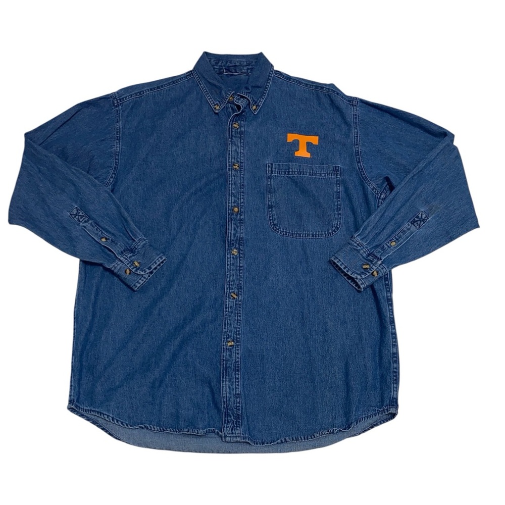 Vintage Tennessee Volunteers Shirt Mens Medium Denim NCAA College Football 90s